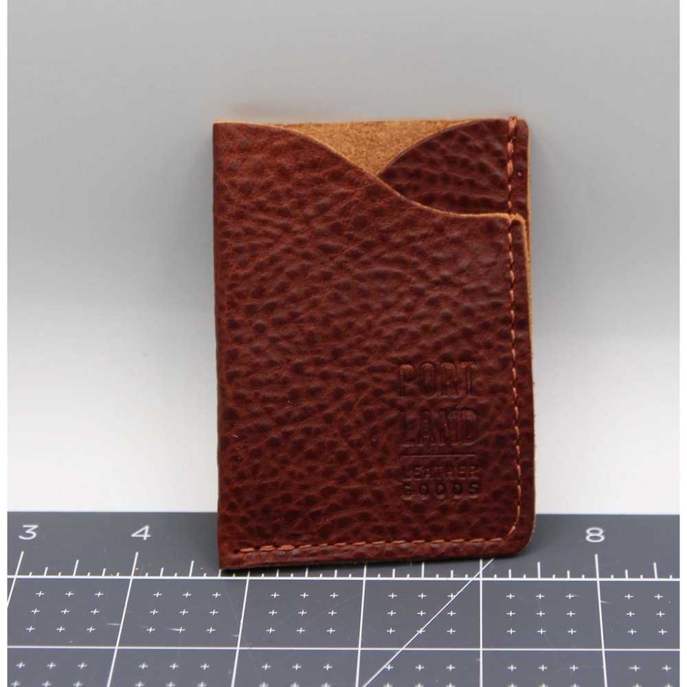 Portland Leather Goods Cognac Pebbled Leather Minimalist Card Holder Wallet
